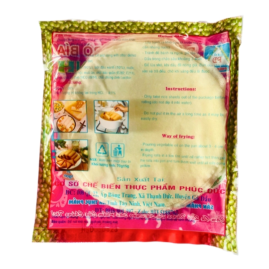 BÁNH TRÁNG BÒ BÍA ĐẬU XANH 15Cm - 80g - 30 Cuốn