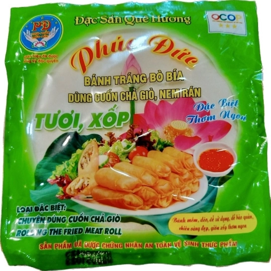 BÁNH TRÁNG BÒ BÍA ĐẬU XANH 16 Cm - 80g - 25 Cuốn