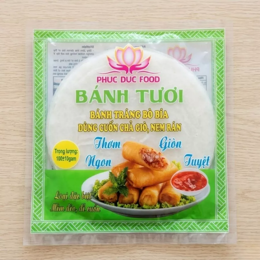 Bánh Tráng Bò Bía Tươi Phúc Đức Food 100g 27 Lá 17cm Cuốn Chả Giò Nem Rán