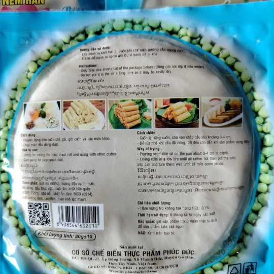 BÁNH TRÁNG BÒ BÍA ĐẬU XANH 18Cm - 80g - 25 Cuốn