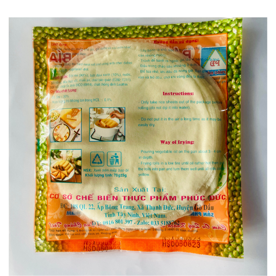 BÁNH TRÁNG BÒ BÍA ĐẬU XANH 15Cm - 80g - 30 Cuốn